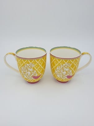 YELLOW COFFEE MUG, Unique Mug, Porcelain Handmade, Tea Mug, 6 Pcs-2