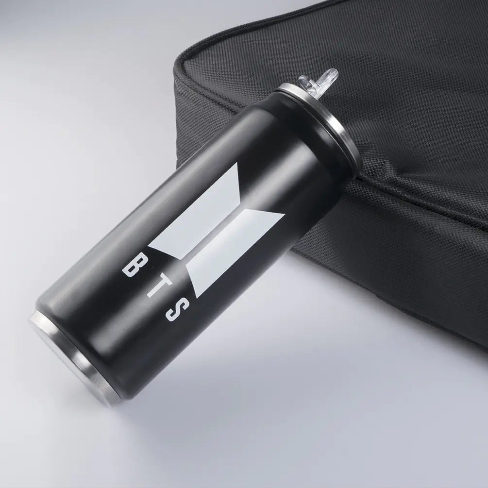 BTS Bulletproof Coffee Cup in black aluminum with stylish design and durable features.